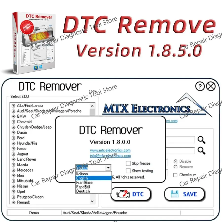 

2024 хит! ECU регулируемое программное обеспечение для загрузки MTX DTC Remover 1.8.5.0 с генератором ключей, полное неограниченное программное обеспечение для Windows 7