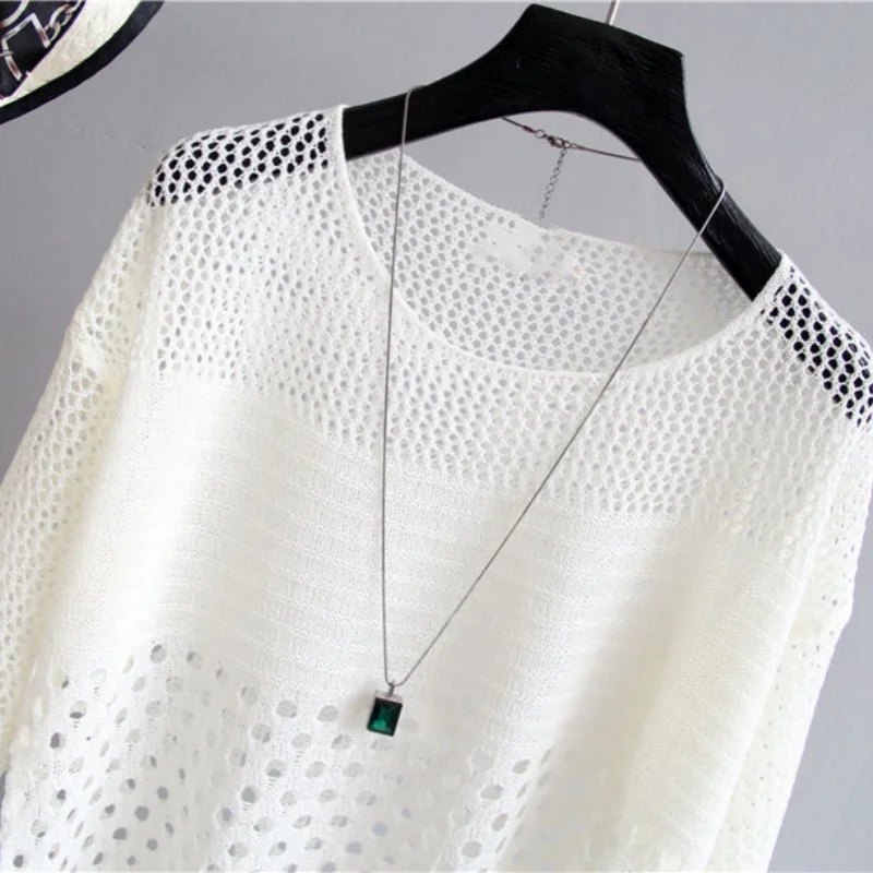 Spring and Summer New Ice Silk Knitted Vest Top Hollow Out Thin Bottoming Sling Streetwear Womens Clothing White Shirt