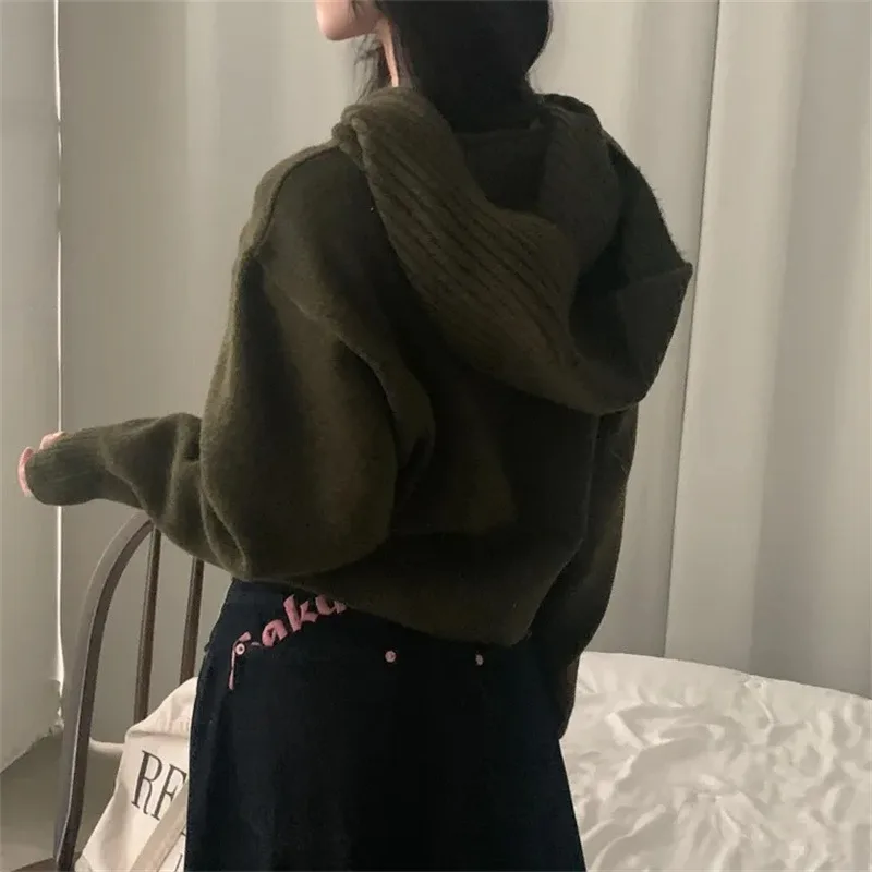 Cardigan tricoté Long et ample pour femmes, Chic, décontracté, boutonné, pull à capuche, polyvalent, confortable, paresseux