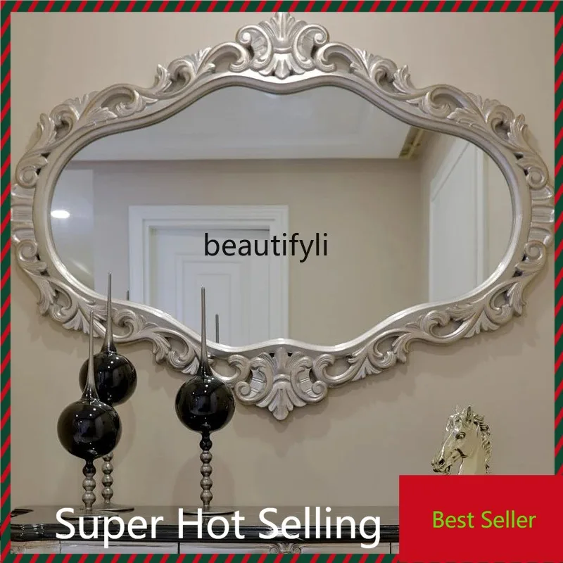 

f185 European-Style Luxury Dressing Table Makeup Wooden Carving Wash Basin Bathroom Bathroom Mirror