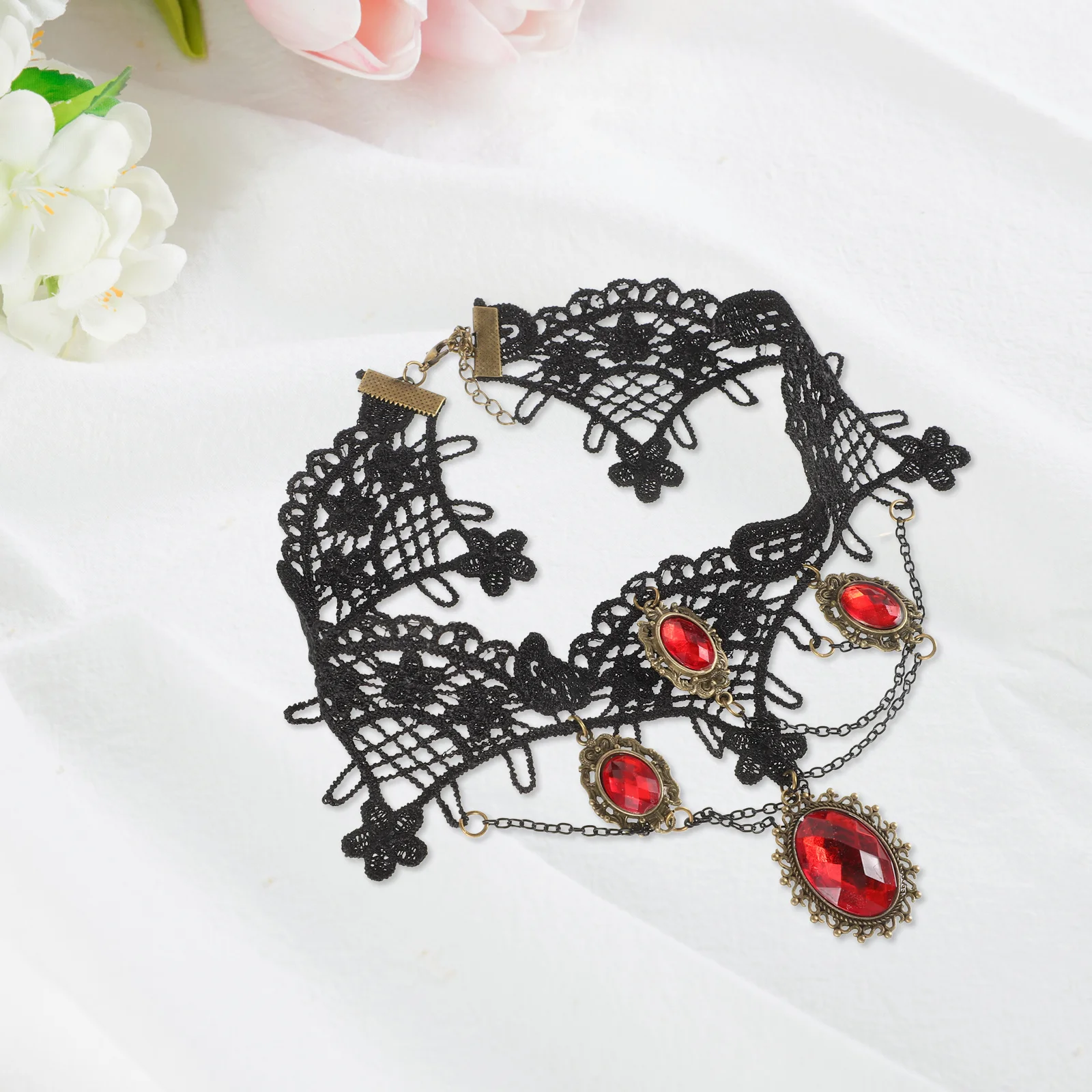 Collana girocollo per donna Cosplay decorativo Goth Nero Halloween Vesti regolabile