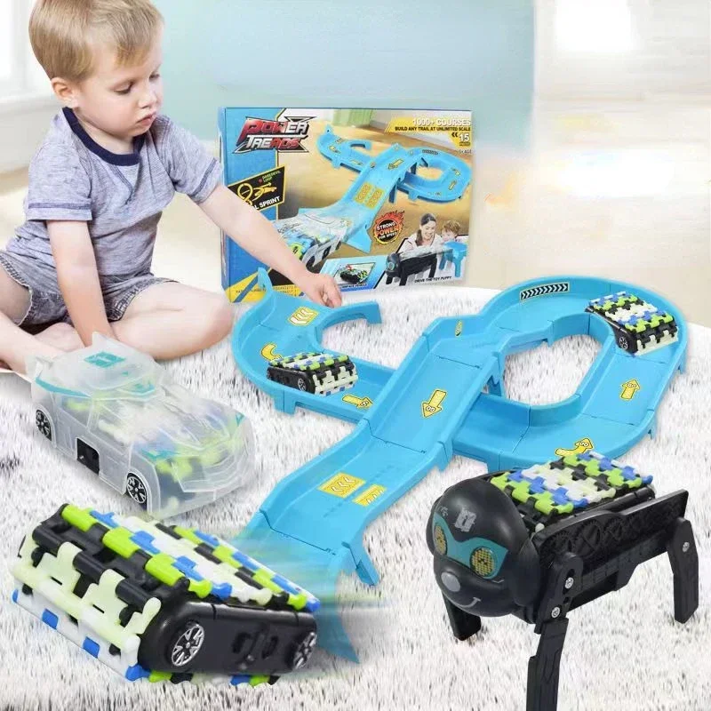 

hot Space build walking rail car assembled electric light car children's educational toys roller coaster