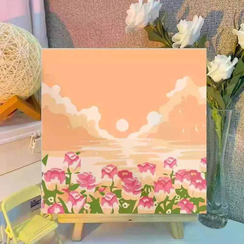 DIY Digital Oil Painting By Numbers Set 20*20cm Canvas Frame Number Painting Living Room Wall Decor Holiday Gift