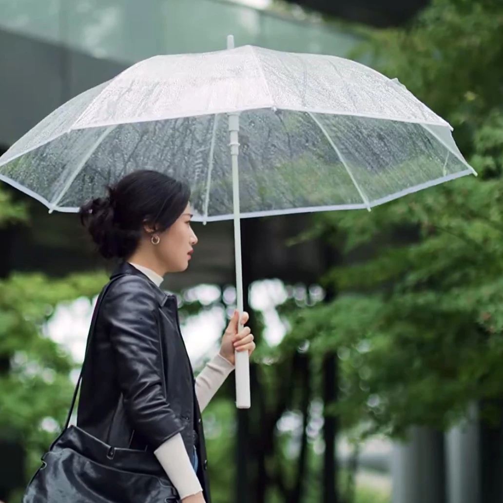 

Long Handle Transparent Umbrella Women'S Large Umbrella Face Lu Yuxiao Customizable Steel Frame DIY Umbrella