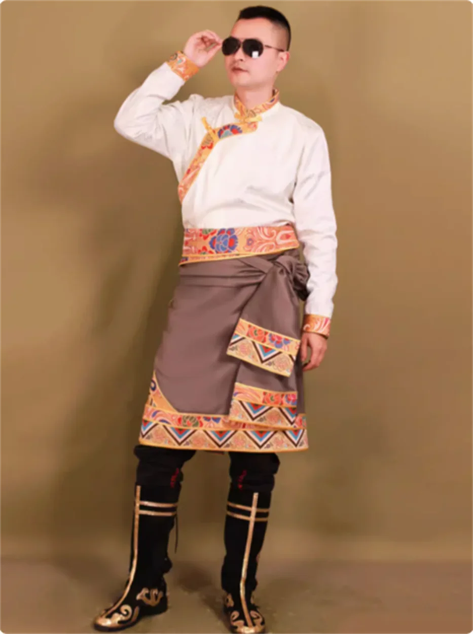 

Traditional men's Tibetan Guozhuang skirt ethnic style