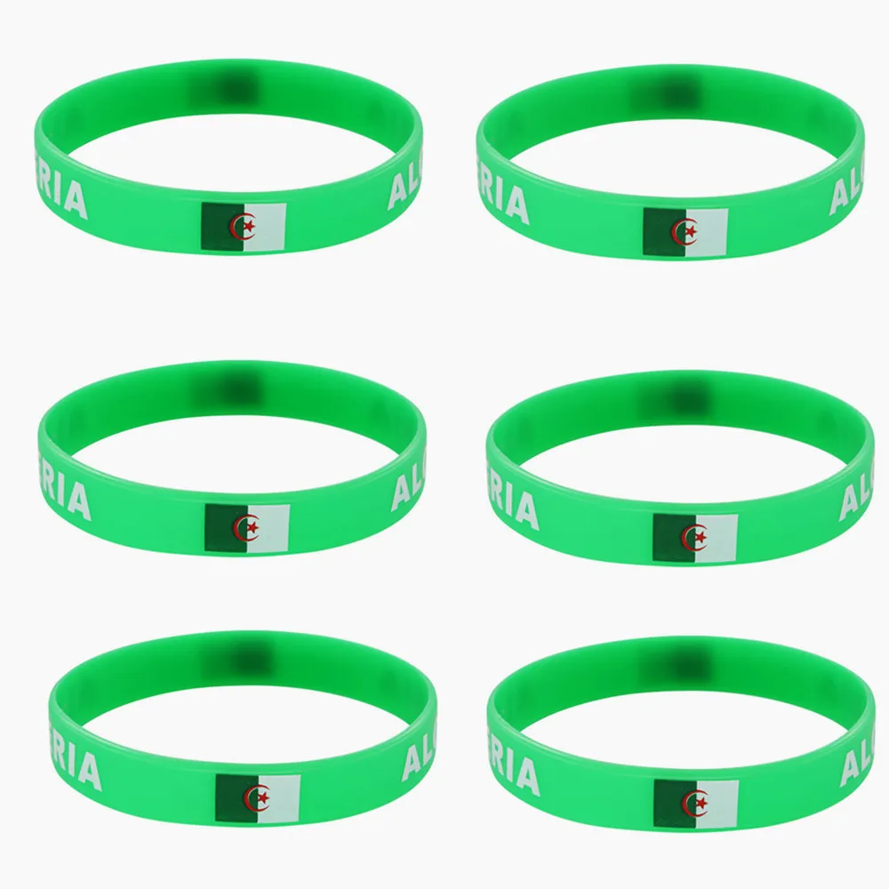 

Wholesale 80pcs Algeria Flag Silicone Bracelets Sports Game Wristband National Wrist Strap for Men Women Rubber Band Accessories