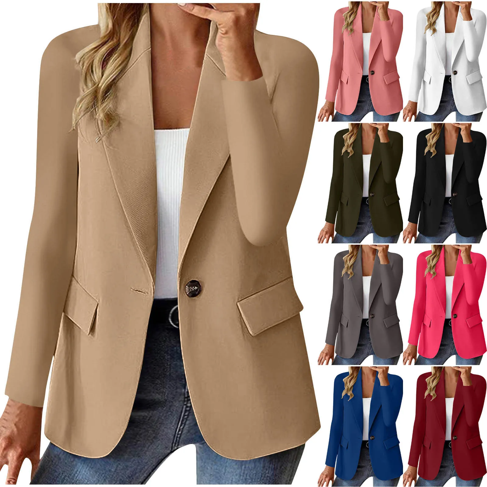 

2026 Women's Long-Sleeved Solid Color Cardigan Mini Suit Jacket Spring Summer New Fashion for Women