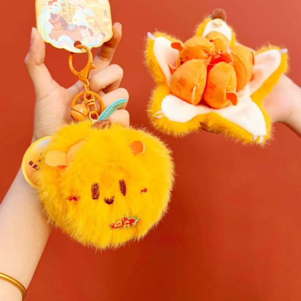 Bag Charm Soft Peelable Fruit Key Chain Durian Mangosteen Creative Tangerine Key Ring Cute PP Cotton Pendant Festival Gifts