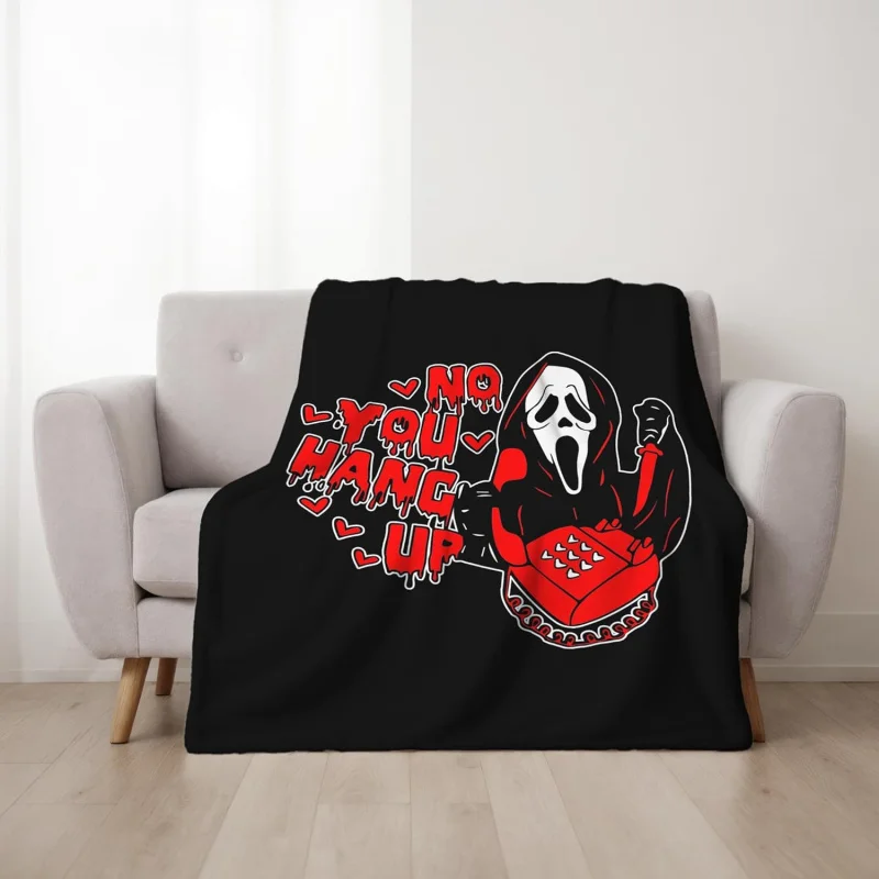 

Funny No You Hang Up Horror Ghost Throw Soft Fuzzy Plush Blankets Throws- Halloween Valentine's Day Gifts for Bedroom