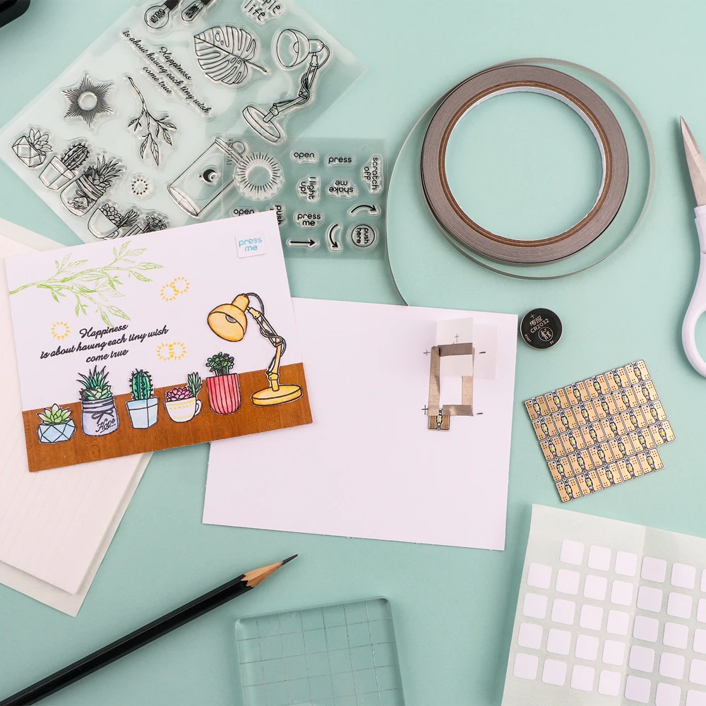 

Light Craft Kit White LED Circuit Stickers and Conductive Fabric Tape Scrapbook Accessories DIY Tool 2024