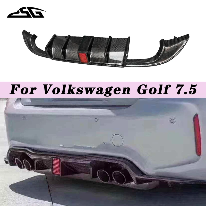 

Для Volkswagen Golf 7.5 задний бампер из углеродного волокна, диффузор, автомобильный задний спойлер, сплиттер, автозапчасти, комплекты кузова