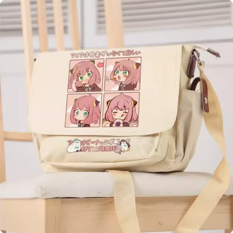 Anya Anime Spy Family School Bag, Bolsa Mensageiro Estudante, Moda Adolescentes, Saco de Lazer