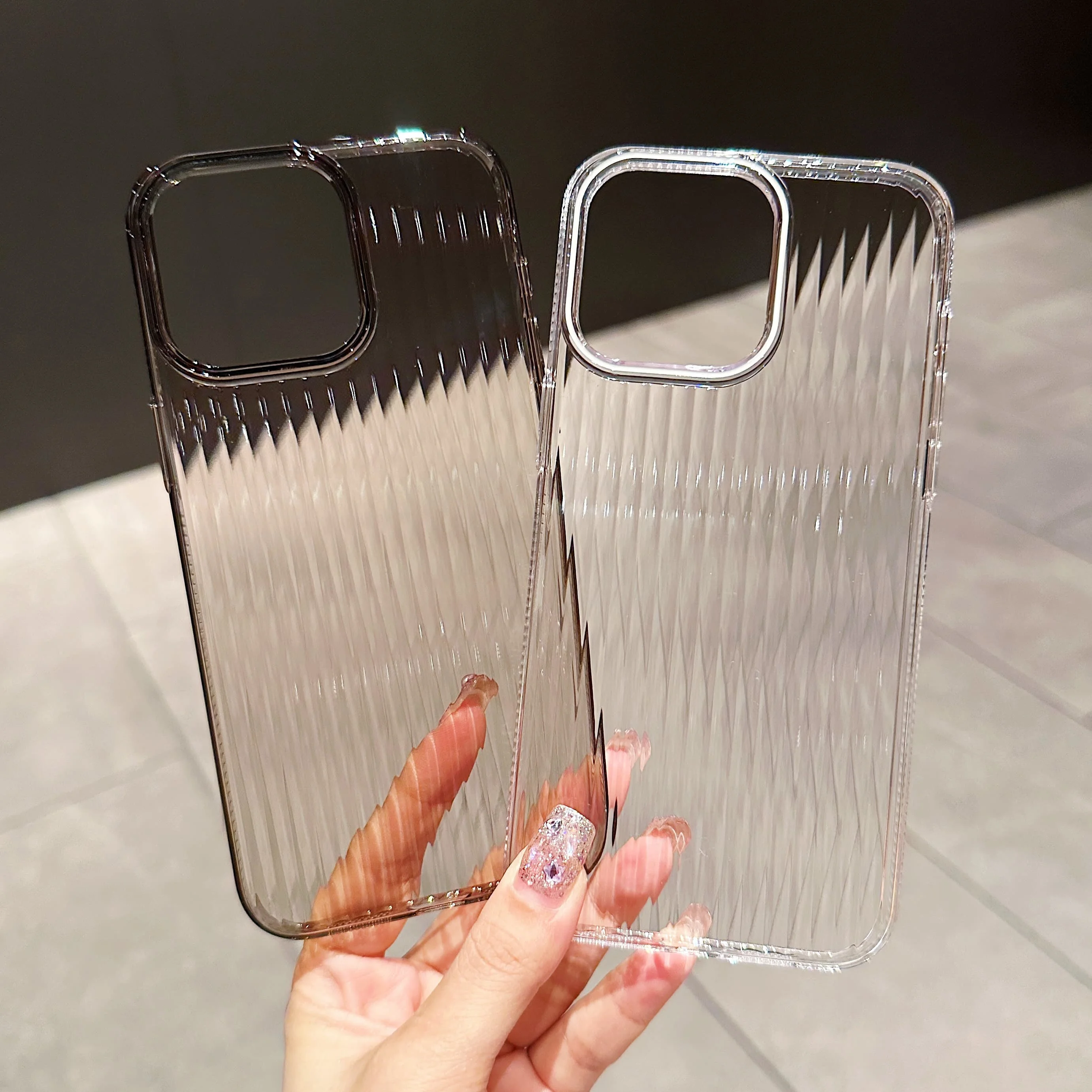 Chic INS Corrugated Paper Texture Creative Design Transparent Phone Case for iPhone 15 14 11 12 13 Pro Max Plus Back Cover