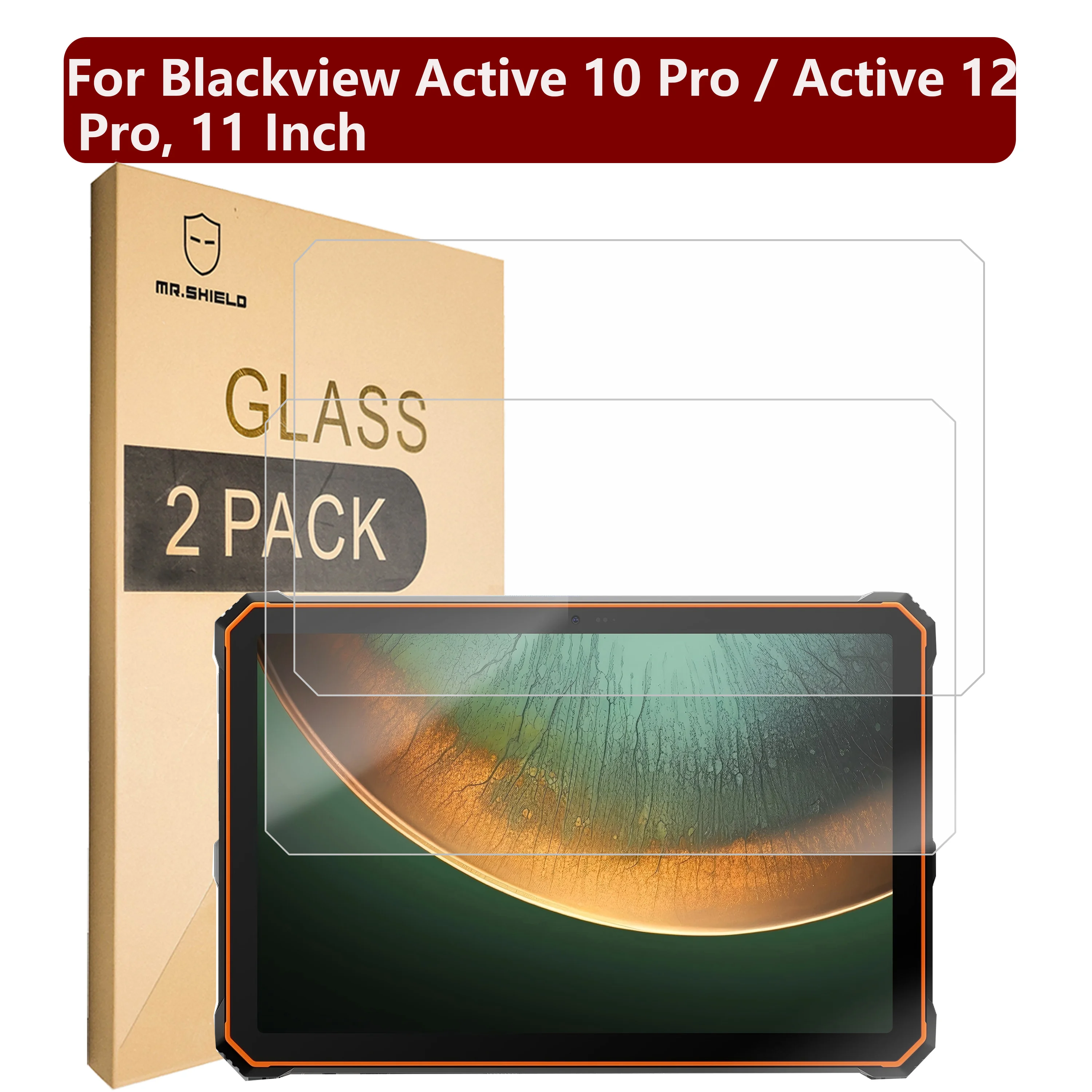 

Защитная пленка для экрана Mr.Shield, совместимая с Blackview Active 10 Pro/Active 12 Pro, 11 дюймов [закаленное стекло] [2 УПАКОВКИ [твердость 9H]