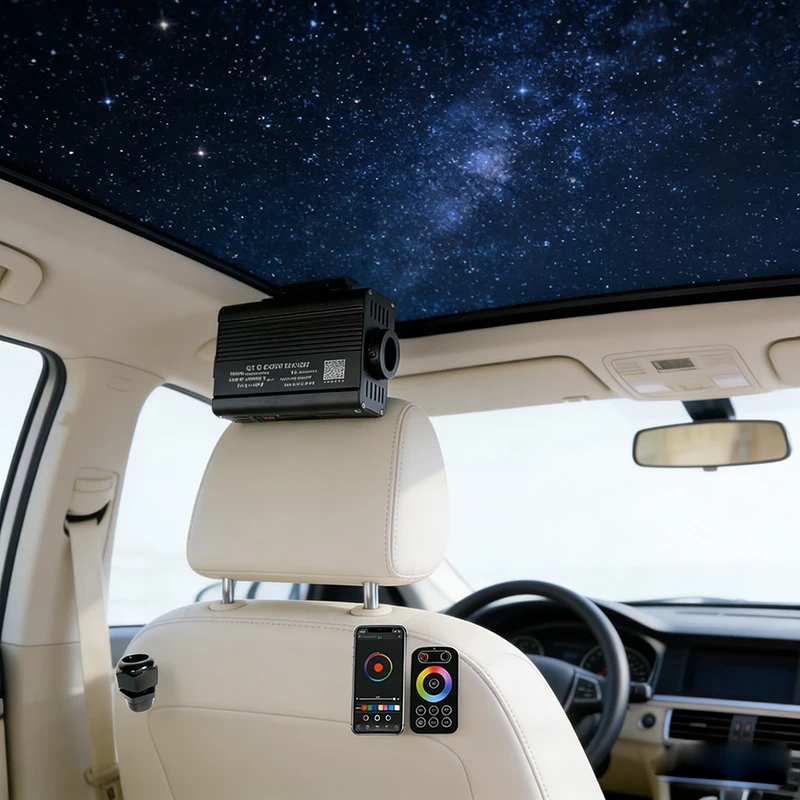 

Комплект для звездного потолка с управлением через Bluetooth-приложение, оптоволоконная лампа, PMMA, светодиодная лампа Starry Car, сенсорный пульт, красные огни для детской комнаты