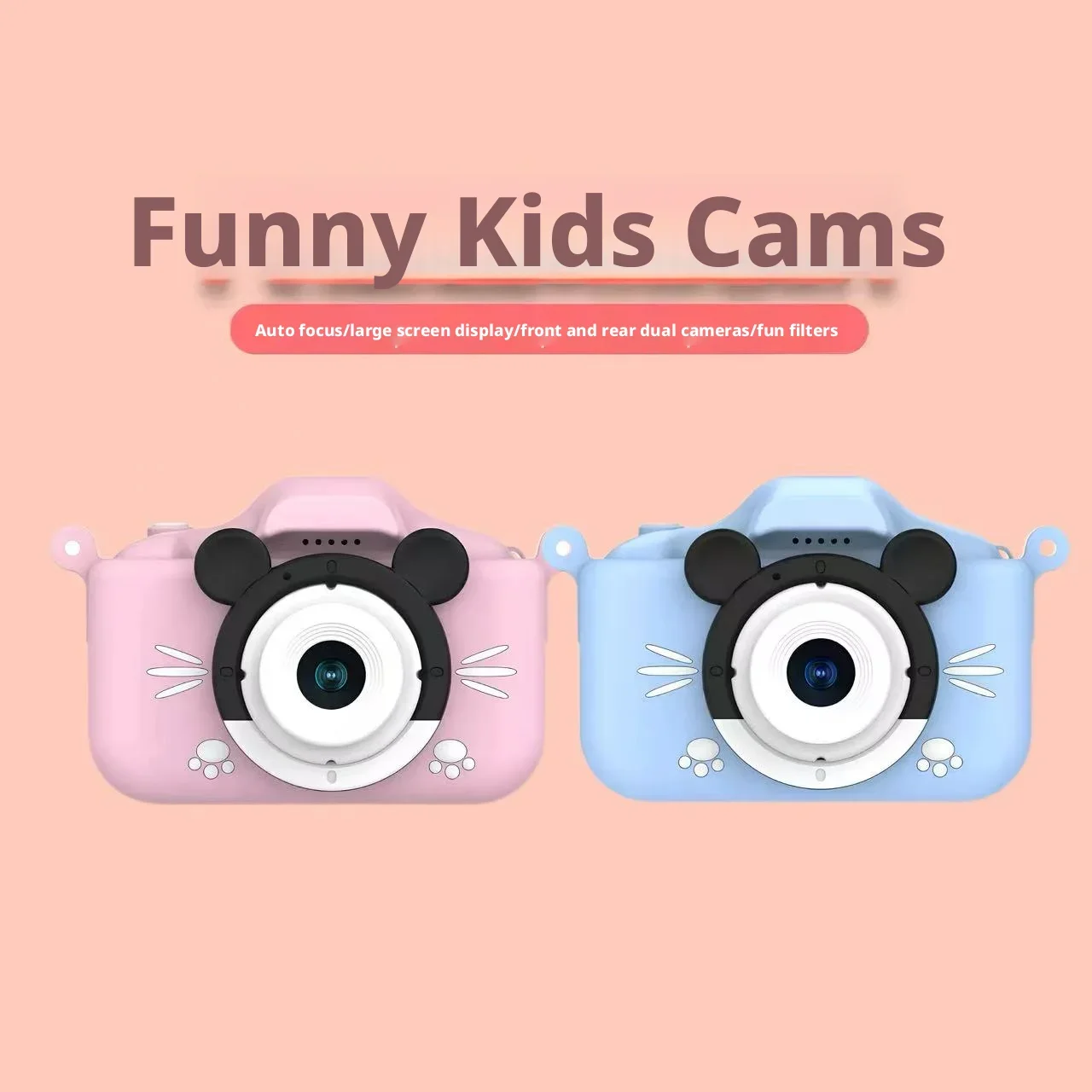 

Новая детская камера с Микки Маусом, HD, с двумя камерами (передняя и задняя), портативная мини-камера для детей, для фото- и видеосъемки, CCD-камера