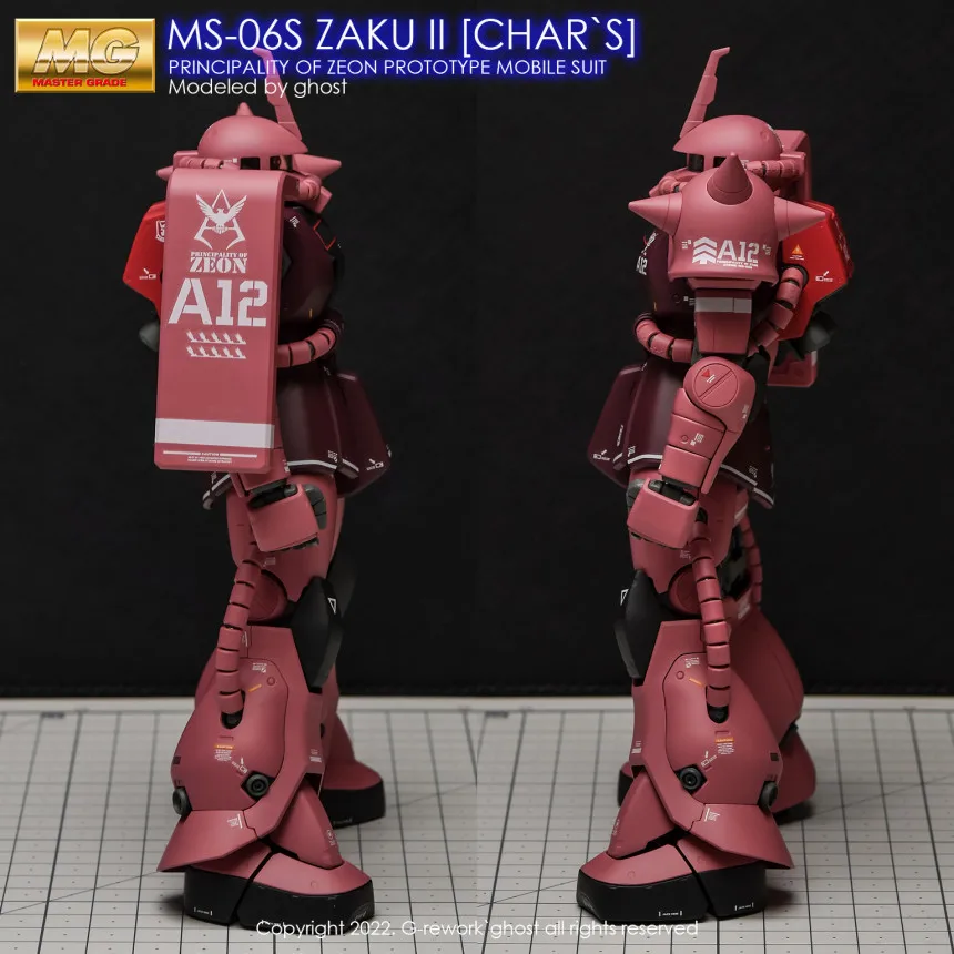 

YAN Decals for MG 1/144 MS-06S Char's ZAKU II 2.0 Assembly Model Building Kits Hobby DIY Fluorescent Water Sticker