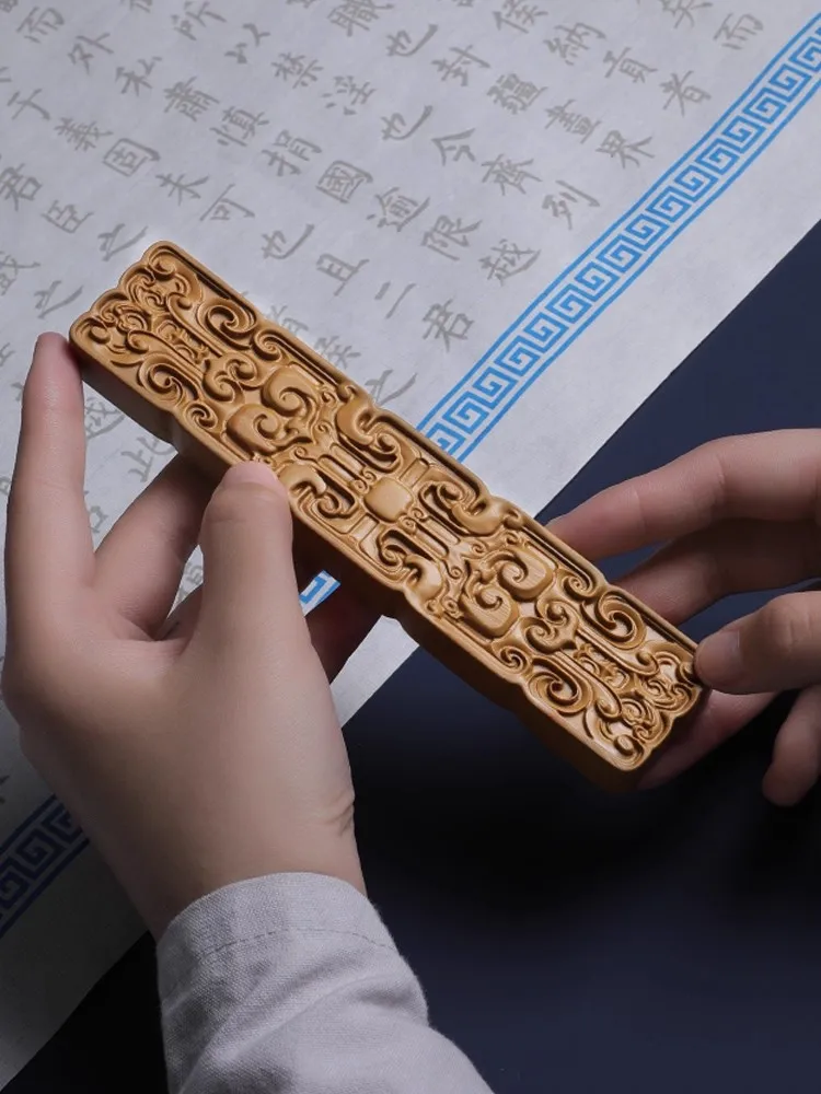 1pcs Chinese Shoushan Stone Paperweight, Antique Taotie Beast Design, Heavy Duty Desk Decor for Calligraphy, Unique Office Gift