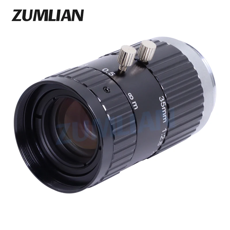 ZUMLIAN 10MP Camera Lens 35mm Prime Lens C-Mount 2/3'' High Resolution F2.8-16 Wide depth of field for Industrial Cameras