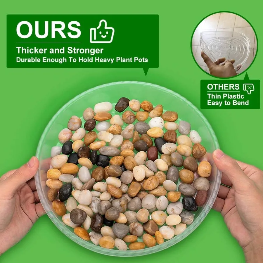 18 pires de plantas de 6 polegadas 8 polegadas 10 polegadas bandejas de plantas duráveis para ambientes internos e externos de plástico transparente vaso de flores pires m