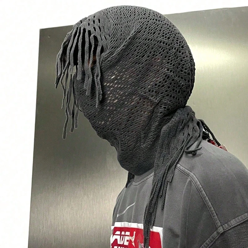 1 Stück Unisex-Schal mit Quasten, einfarbige Gesichtsmasken-Kopfbedeckung, vielseitiges Bandana, Streetwear, Punk, warmer Schal, geeignet für den Urlaub