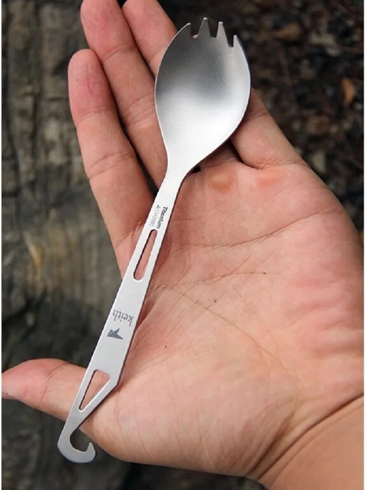 Keith Multifunktionale Titan Spork Outdoor Camping Ultraleicht Gabel Löffel Wandern Picknick Geschirr Mit Flaschenöffner Ti5311