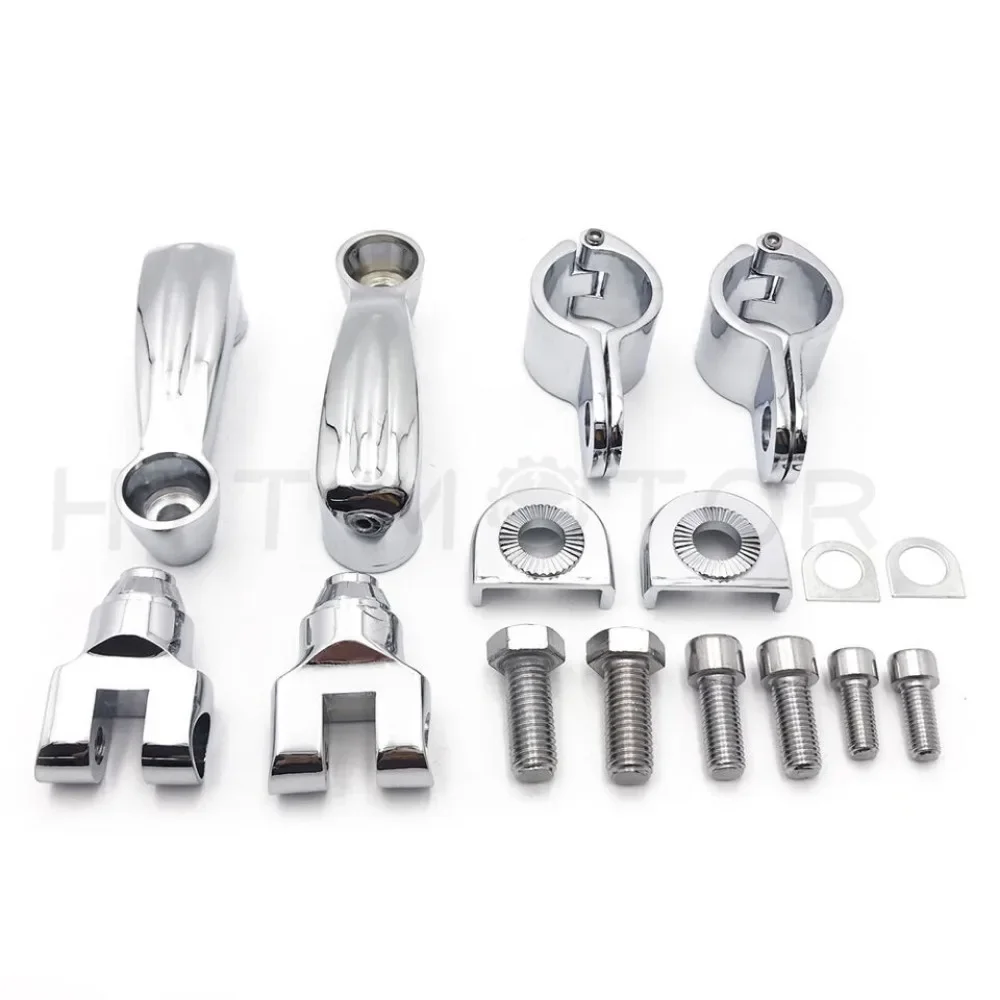 Motorcycle Degree Adjustable Highway Peg Mounting Kit For Harley/Honda any Bike Equipped with 1.5 inch Front Engine Guard