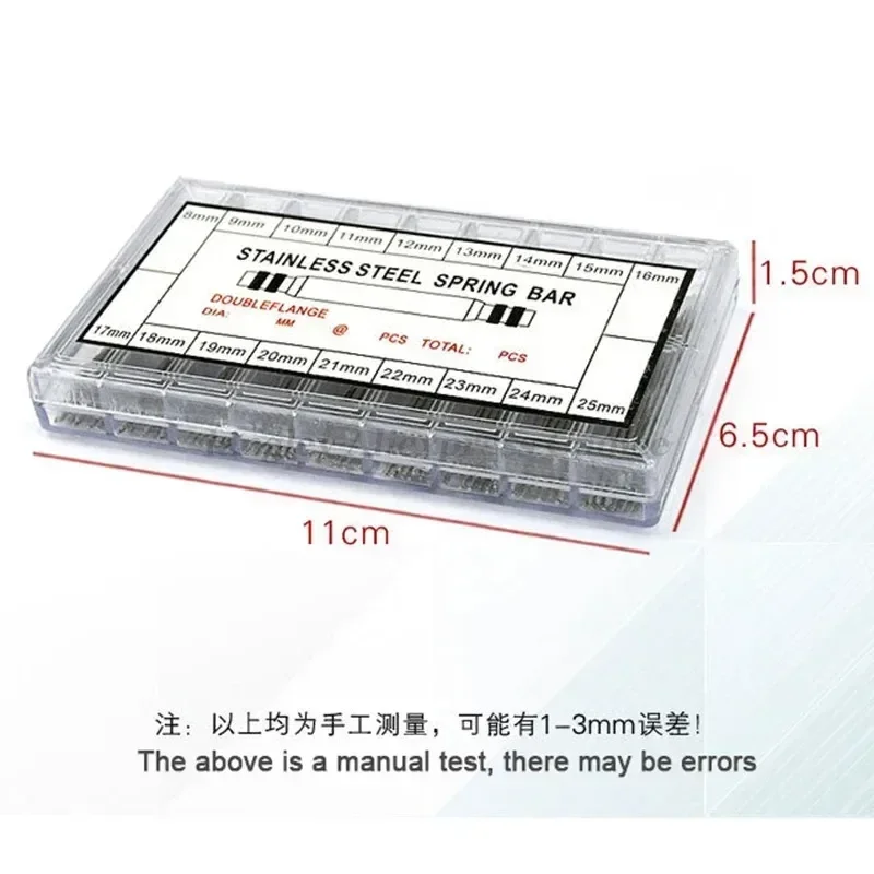 360 peças 8mm-25mm relógio de aço inoxidável barra de mola pinos de pulseira de relógio 1.5mm de diâmetro pulseira de relógio pino de ligação ferramentas de reparo acessórios