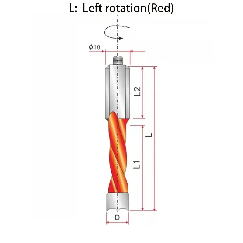 Left  Right Rotation Woodworking 57mm 70mm Drill Bits Router Bit Row Drilling Two Flute Wood Hole Cutter Router Drill Bit