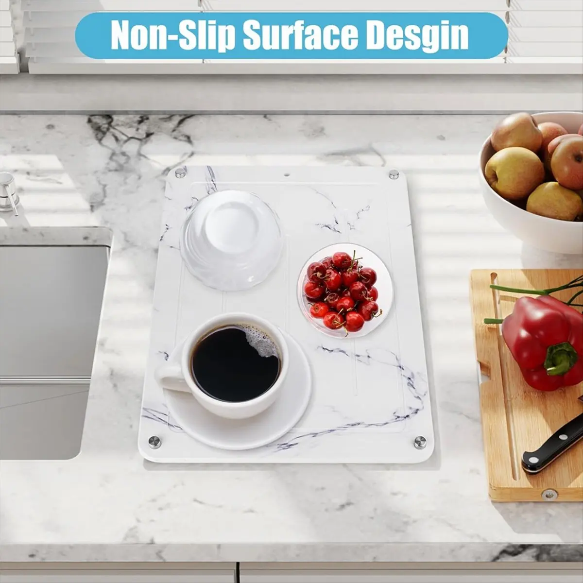 Lively- Stone Drying Mat for Kitchen Counter Marble Stone Dish Drying Mat Dish Drying Stone for Kitchen Counter Dish Drying Mat