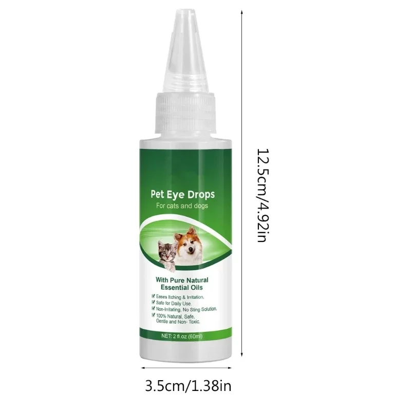 60ml Pet Eye Drops Cleaner for Dogs Soothing Moisturizing Stain Washing Remover Effective Remove Tear Pet Eye Cleaning Supplies