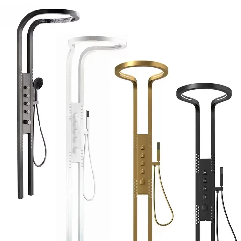 2025 رائجة البيع وعاء من الستانليس ستيل الأسود الحائط الحديثة دش لوحة الحمام شلال الأمطار سقف دش مجموعة