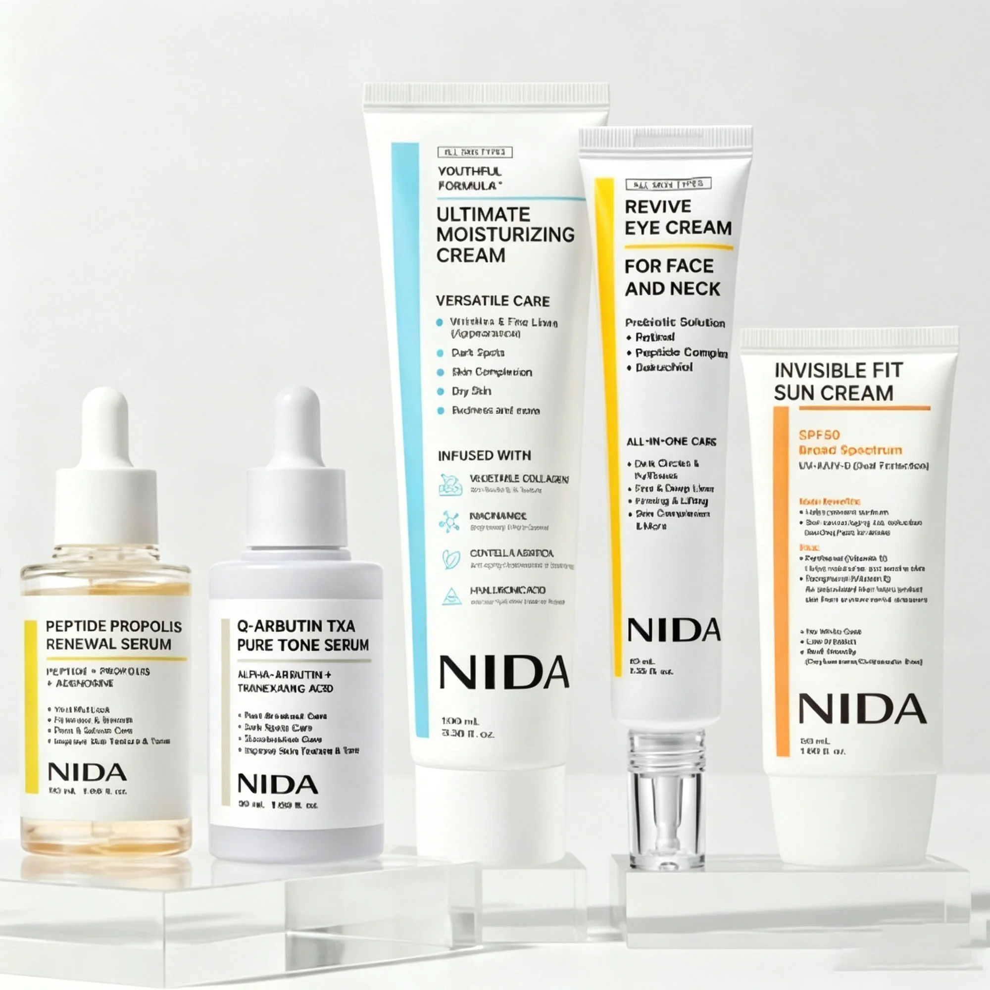 Korea NIDA Centella Asiatica Moisturizing Face Cream Retinol Eye Cream Invisible Fit Sunscreen Moisturizing Firming Brightening