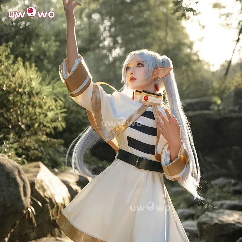 IN STOCK UWOWO Collab series Frieren Cosplay Anime Elf Cosplay Costume Frierenn at the Funerall Dress Ears Earrings Mage Uniform