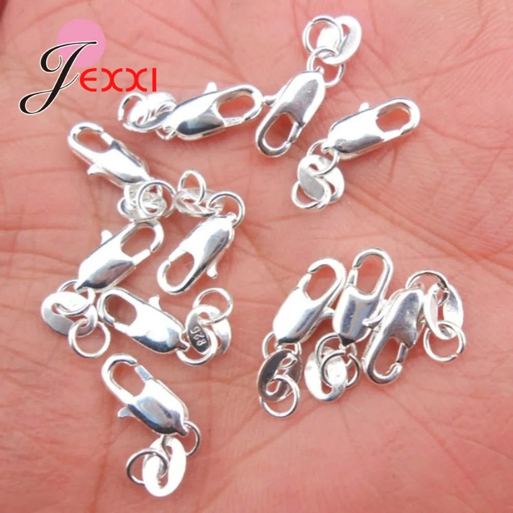 10PCS 925 Sterling Silver Metal Lobster Clasps Hooks Bracelet End Connectors for Jewelry Making DIY Necklace Accessories