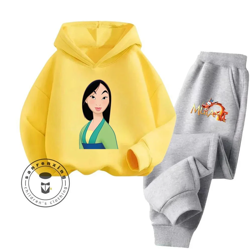 2024 Mulan Cartoon New Hoodie Set Anti Bacterial High Quality Skin Friendly Pure Cotton Fabric Design Hoodie Set for Children