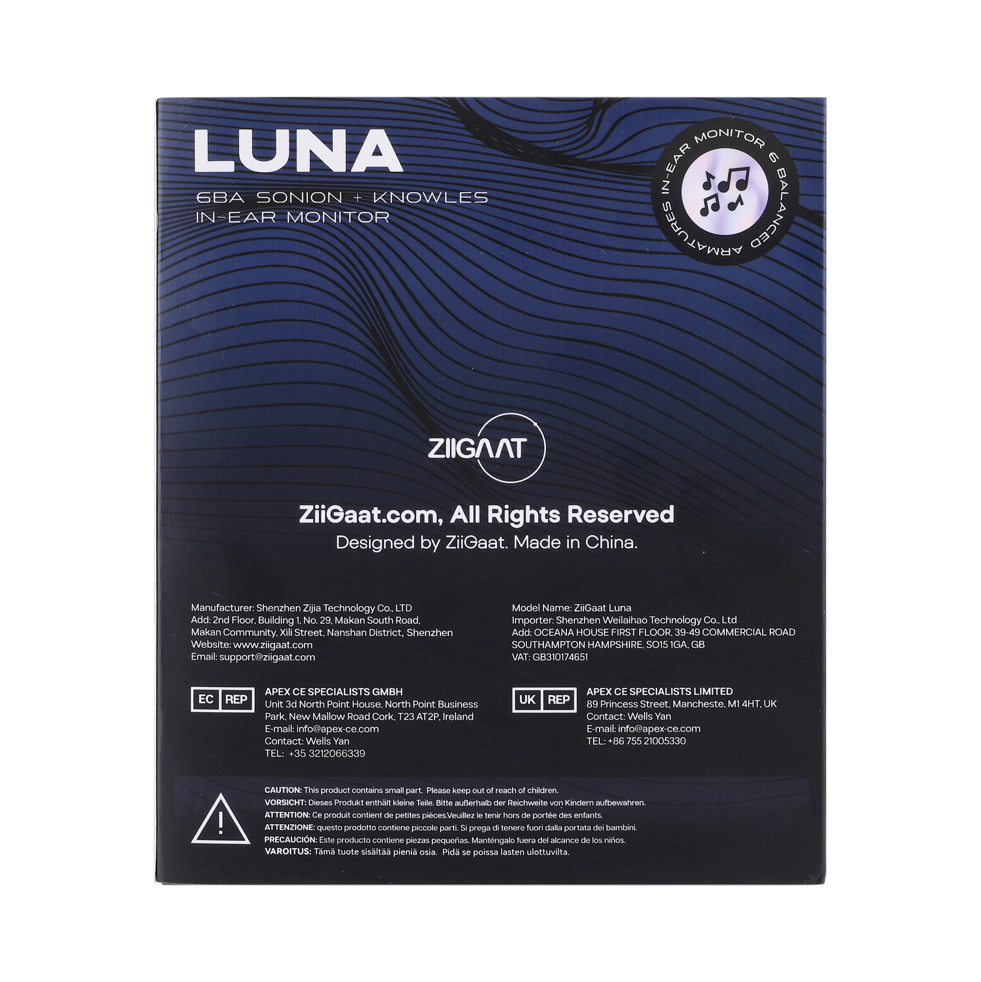 Linsoul ZiiGaat Luna 6 Balanced Armature Drivers Studio IEM Monitor Hifi-Kopfhörer mit 2-poligem austauschbarem Kabel – Detail 13