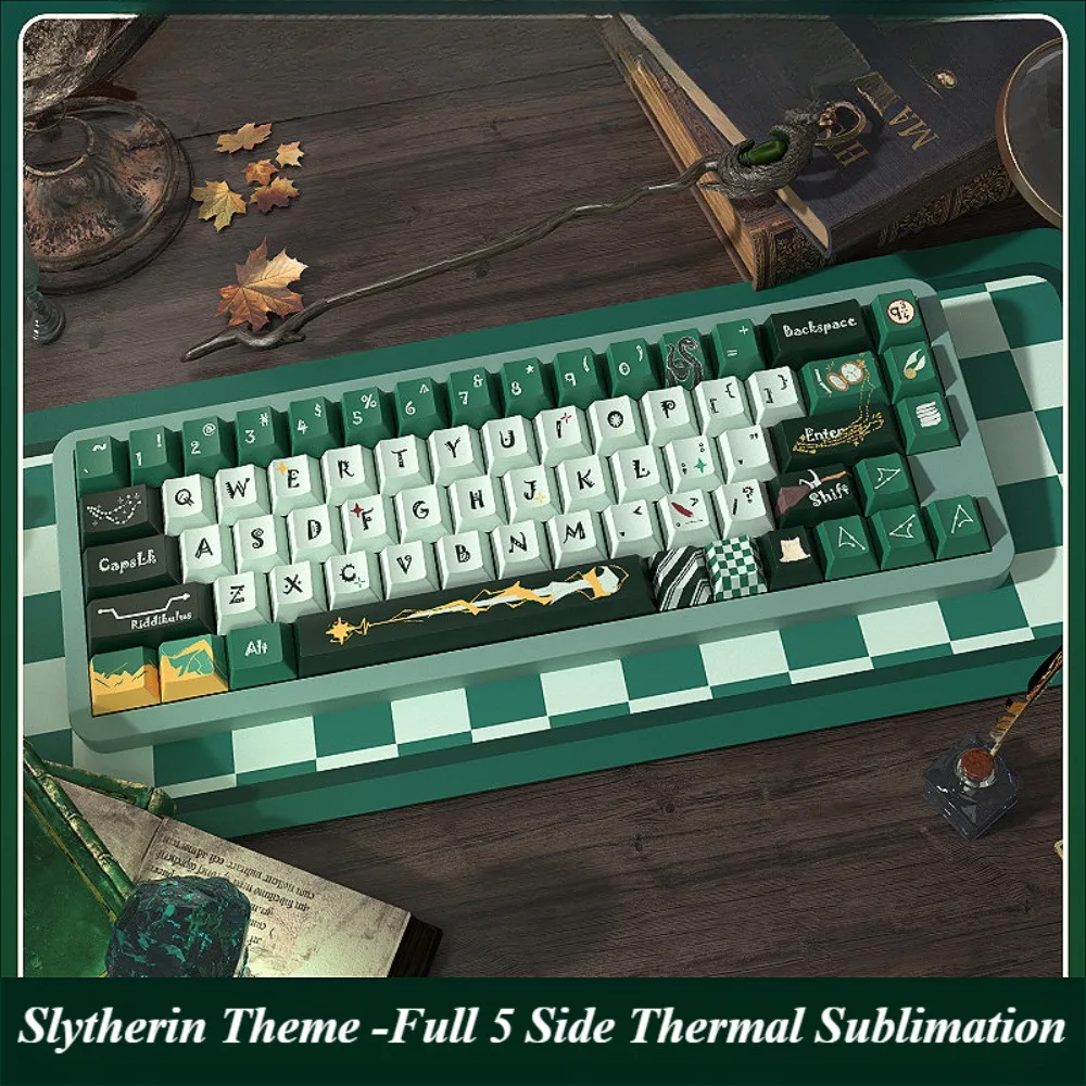 PBT Keycaps 138/158 Keys, Cherry, Slytherin Theme, Personalized Keycaps for Cherry MX 104/87/61 Mechanical Keyboard