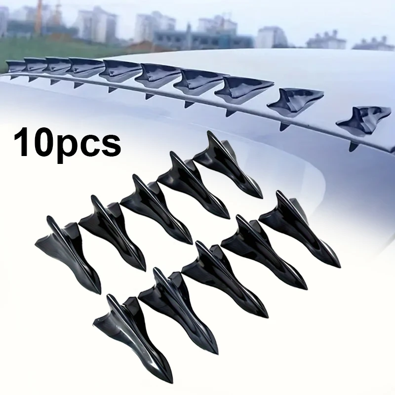 

10Pcs Universal Rear Roof Shark Fins Spoiler Wing Kit Car Roof Spoiler Bumper Spoiler Shark Fin Diffuser Vortex Generator