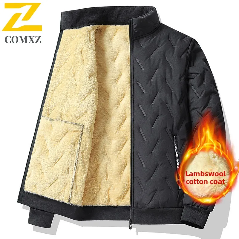 

Men Parka Coat 2025 Stand Collar Fleece Business Luxury Winter Winter Jacket Hiking Travel Ski Warm Windproof Bread Jacket