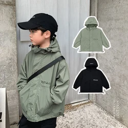 Fashion Children's clothing boy cotton trench Hooded Coat long style Korean casual autumn Spring Streetwea jacket Windbreaker