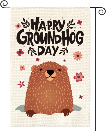 Colorlife Happy Groundhog Day Garden Flag Vertical Double Sided