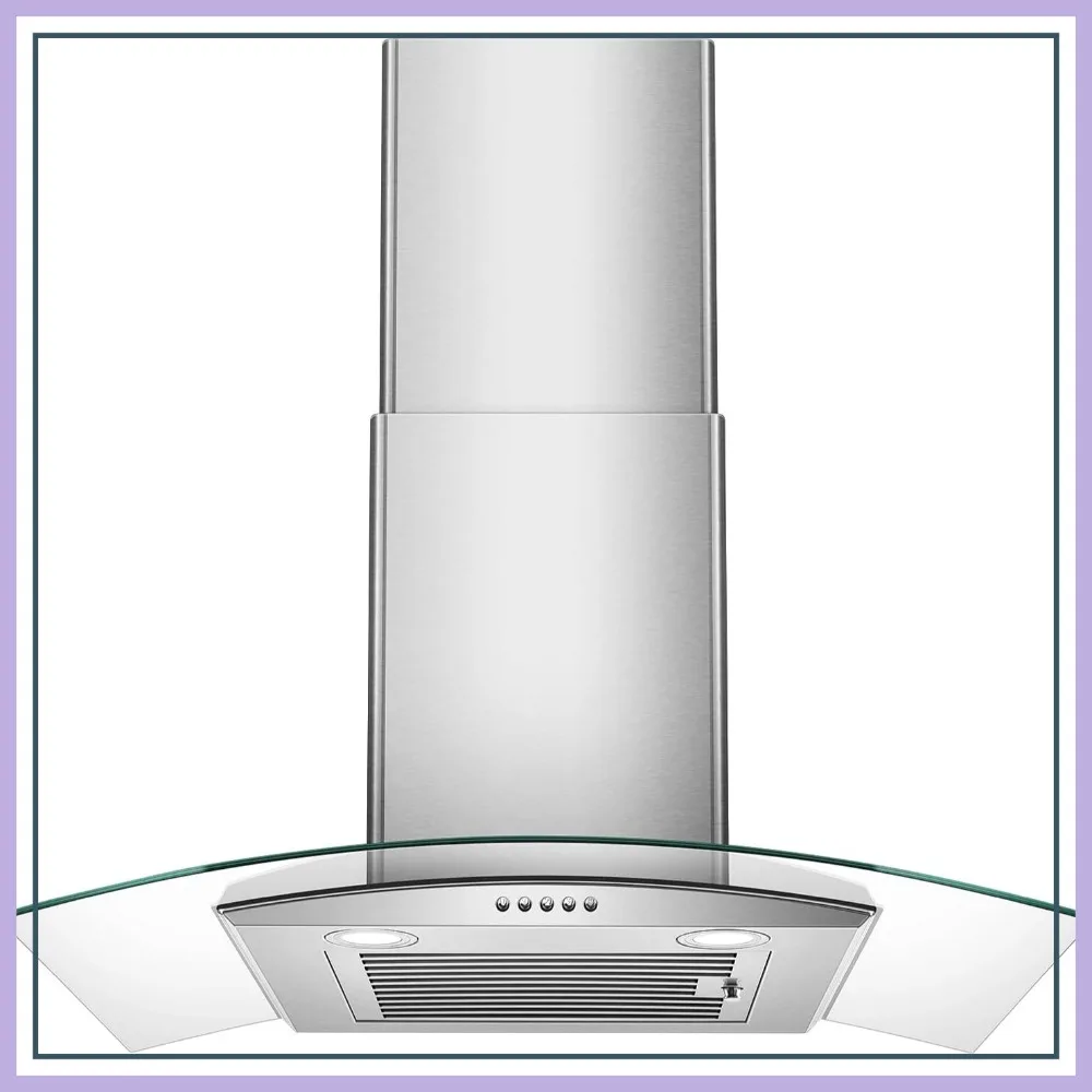 

30 Inch Wall Mount Range Hood, Stainless Steel, Ducted/Ductless Convertible, Baffle Filter, 3-Speed, LED Lights