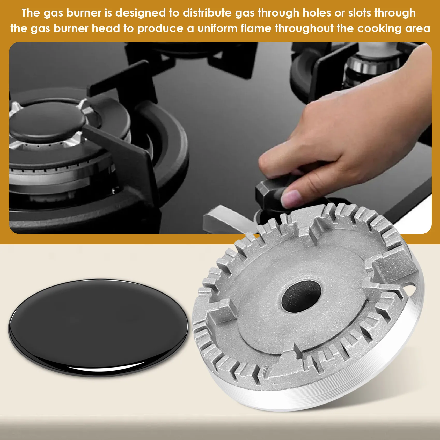 1Set Oven Gas Hob Burner Crown Flame Cap Gas Burner Flame Cap Fits Most Gas Stove Burners-AC17