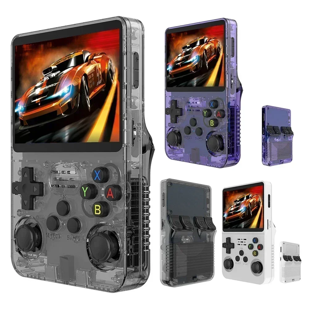 Consola portátil compacta Retro Gaming R36S, pantalla 35 IPS, sistema Linux, 64GB, 128GB, almacenamiento interno, miles de juegos