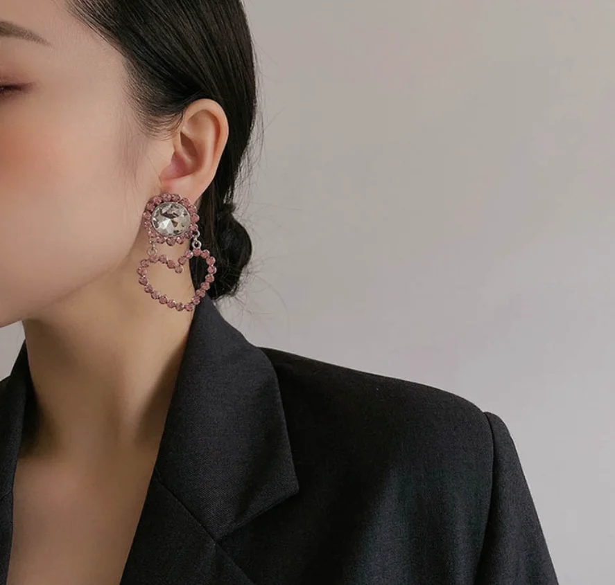 2022 new trend S925 silver needle hollow heart crystal zircon alloy Earrings for women Fashion Jewelry