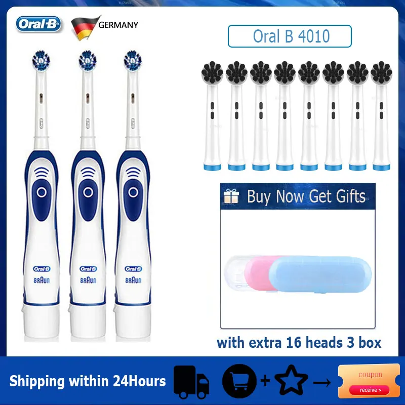 Oral B Electric Toothbrush 5010 4010 Battery Powered Rotation Clean Teeth Sonic Tooth Brush With Extra Replacement Heads