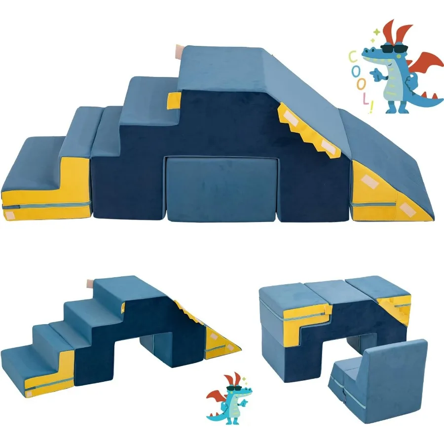 Parque infantil para principiantes en interiores, escalador para niños pequeños con escaleras deslizantes, rampa, mesa y silla, juego de escalador suave plegable de dinosaurio en Br