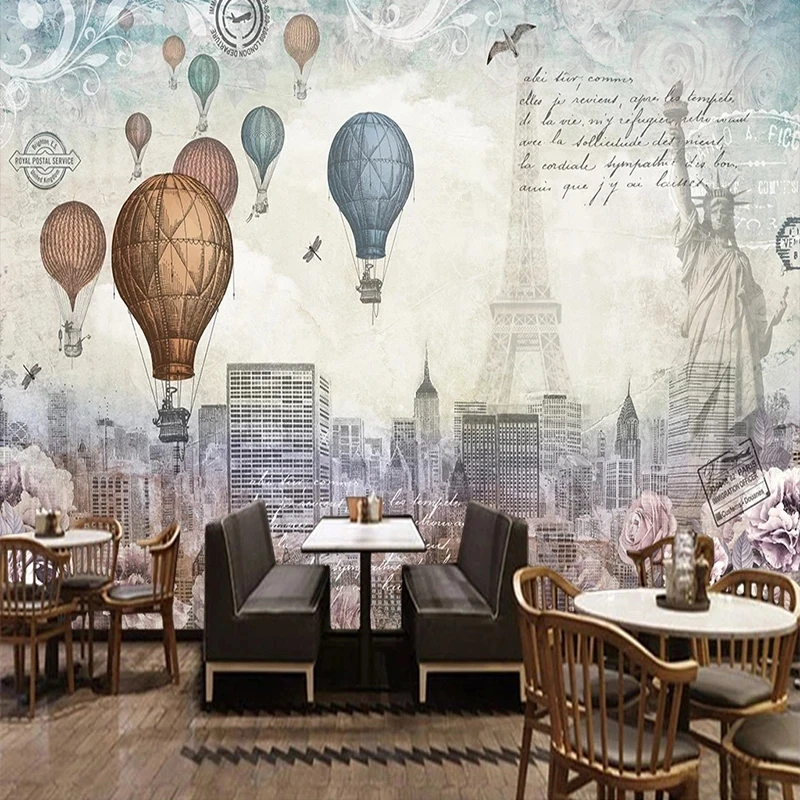 papel-de-parede-3d-personalizado-retro-europeu-balao-de-ar-quente-torre-de-ferro-foto-restaurante-cafe-mural-sala-de-estar-fundo-de-tv