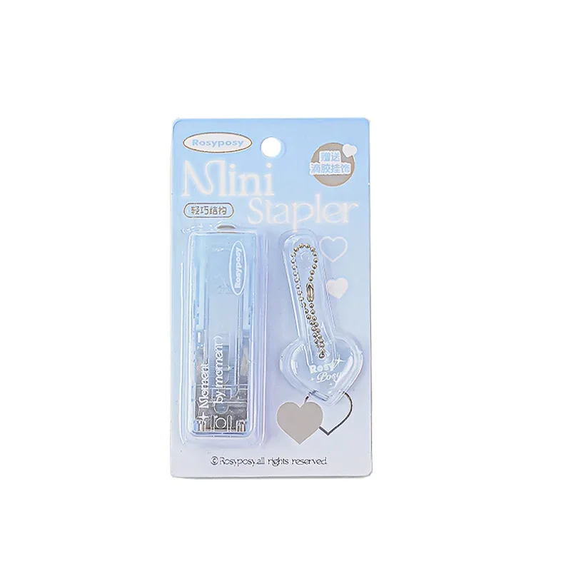 Mini outil de reliure portable avec pendentif, mignon, transparent, nickel é, document, fournitures pour étudiants